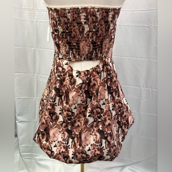 Altar’d‎ State Clover Floral Bubble Dress in Brown Mini Strapless Large New - Picture 7 of 12